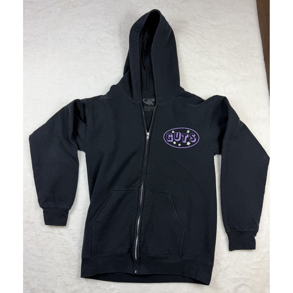 Olivia Rodrigo GUTS Black Full Zip Hoodie Small Purple Boots Graphic